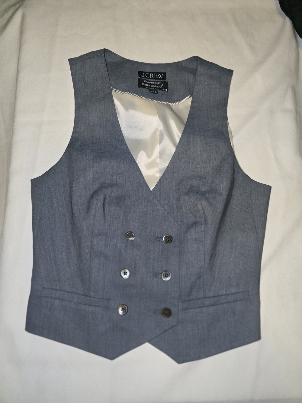 Double-breasted vest in gauzy Italian wool blend